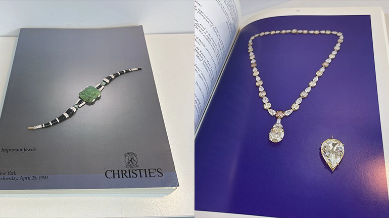 Katalog aukcyjny Christie's z 1990 roku | Moon of Baroda - opis naszyjnika i kamienia