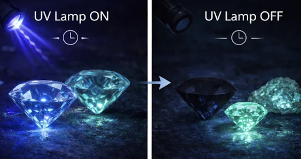 Fosforescencja - emisja światła utrzymuje się po wyłączeniu źródła